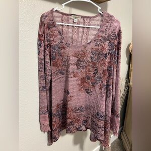Purple top with floral print